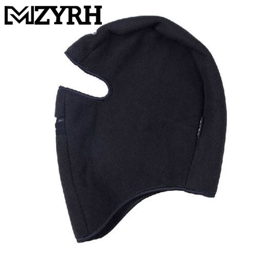Black fitted sports face mask laid flat