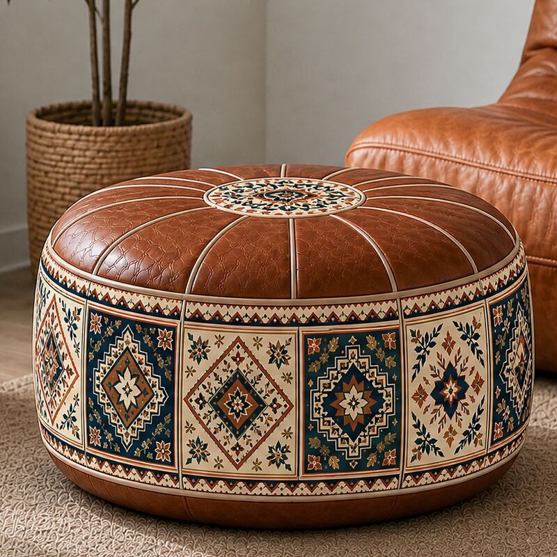 Stuffable Ottoman Pouf with PU Cover