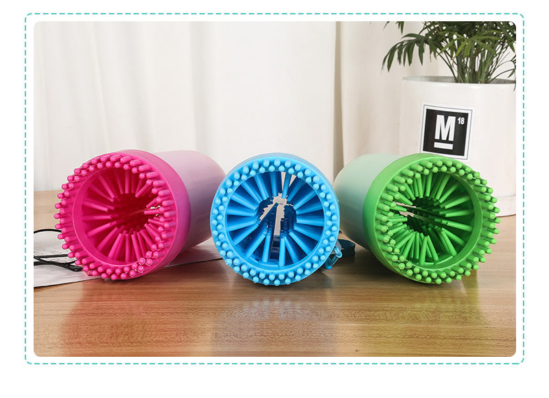 Portable Pet Paw Cleaning Cup with Silicone Brush