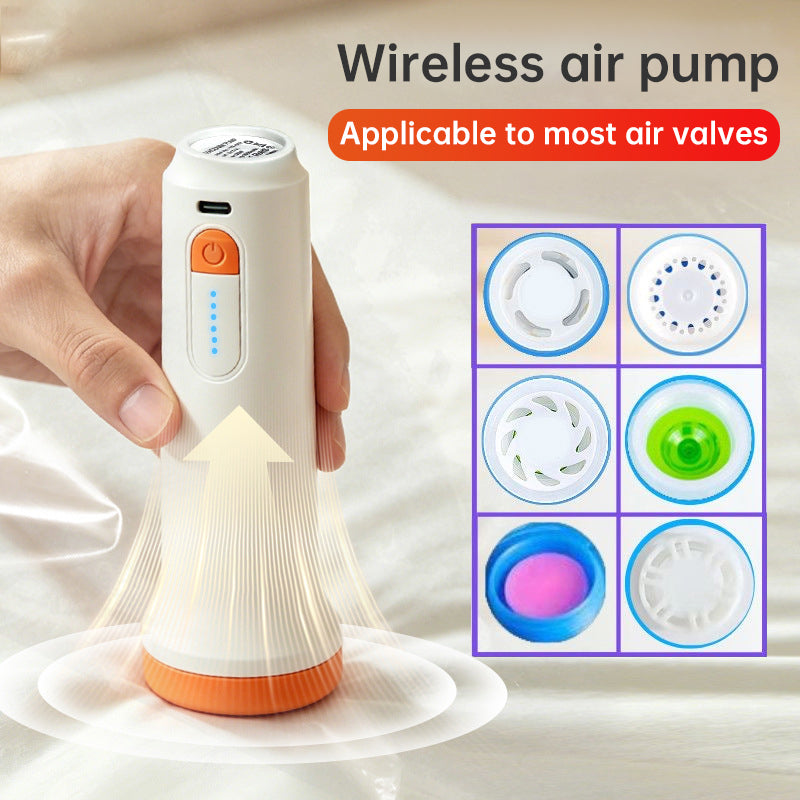 Portable vacuum pump beside storage-bag valve illustrations
