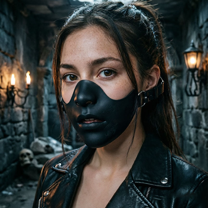 Black Half-Face Costume Mask with Adjustable Straps