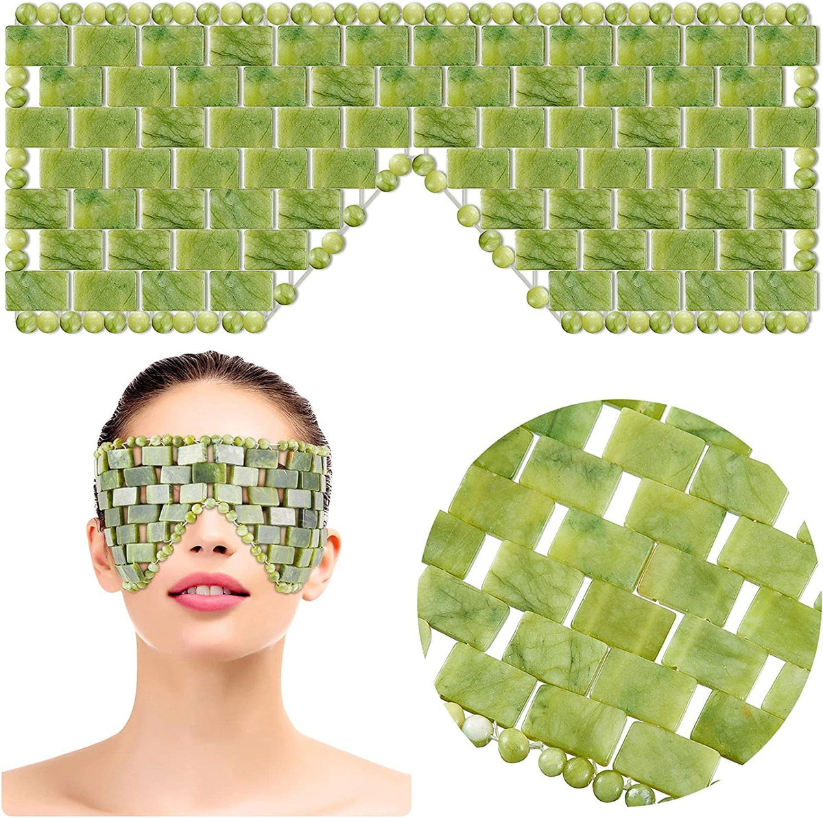Green jade-style bead eye mask