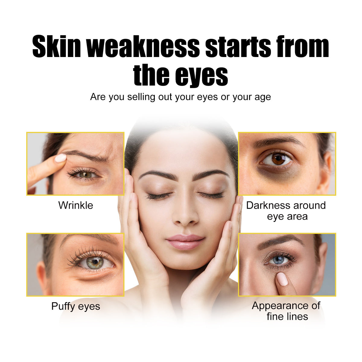 Collagen eye mask promotional graphic with eye-area images
