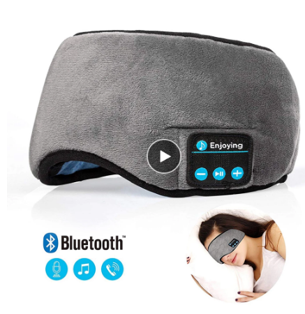 Gray Bluetooth sleep mask with control panel
