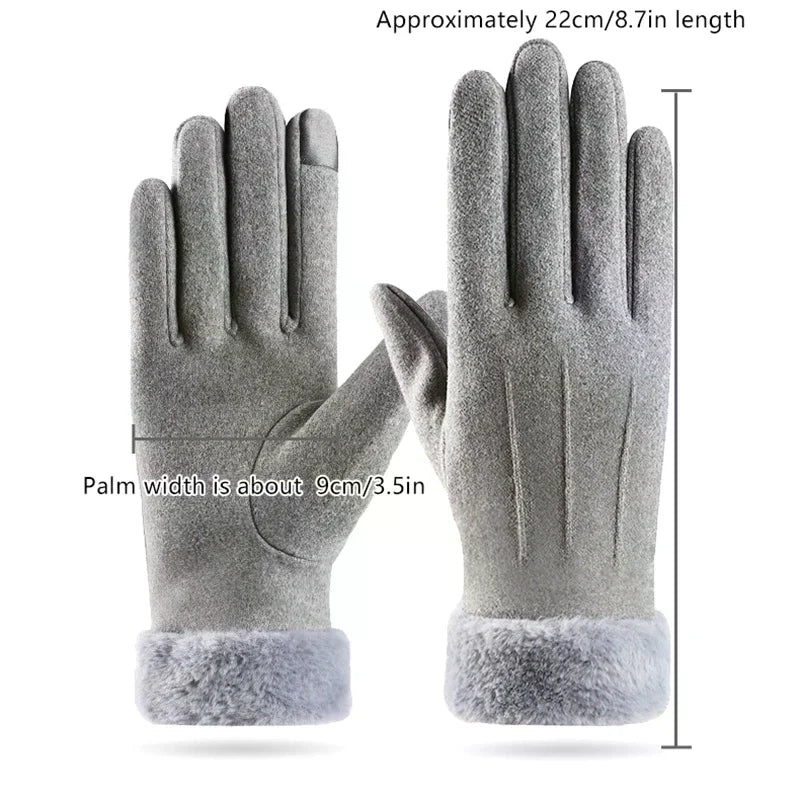 Suede-Style Plush Cuff Touchscreen Gloves