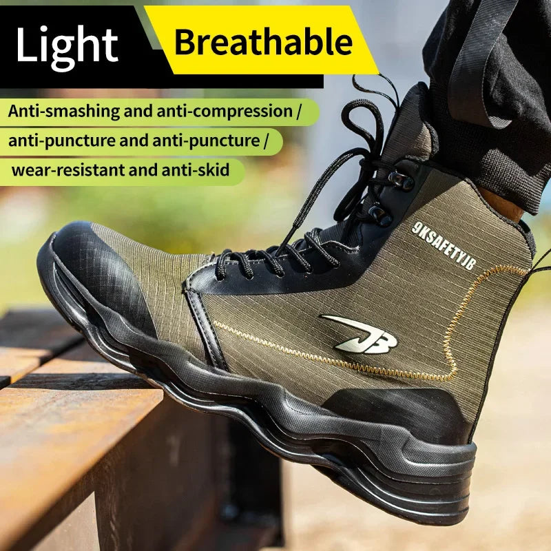 High Top Steel Toe Work Boots