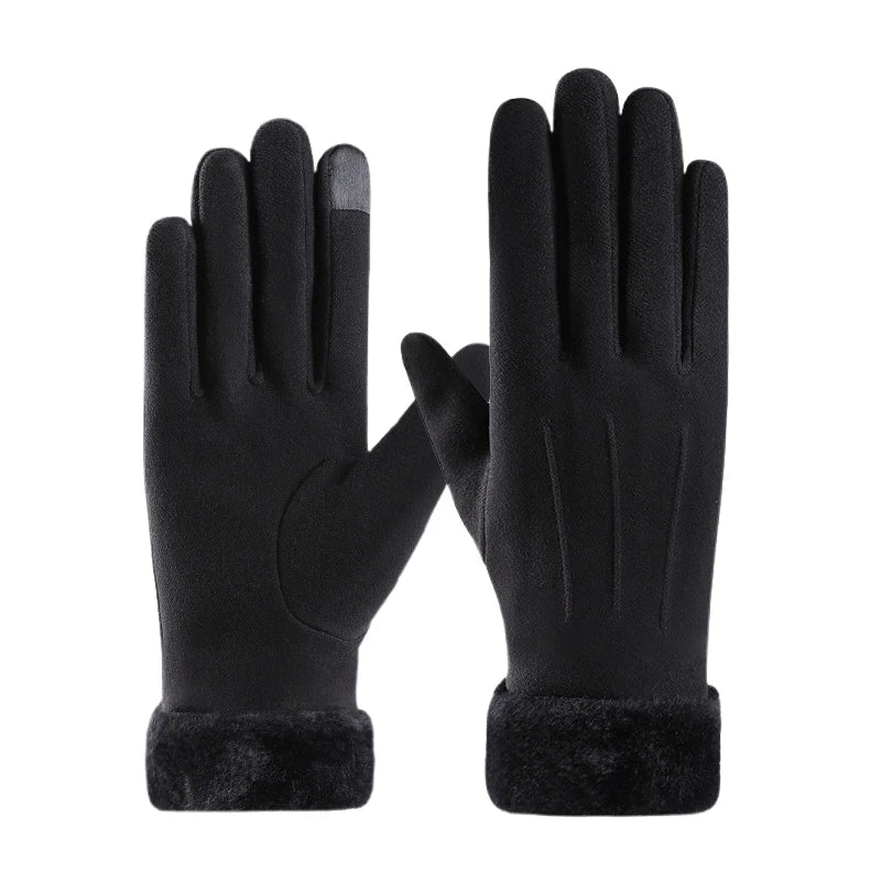 Suede-Style Plush Cuff Touchscreen Gloves