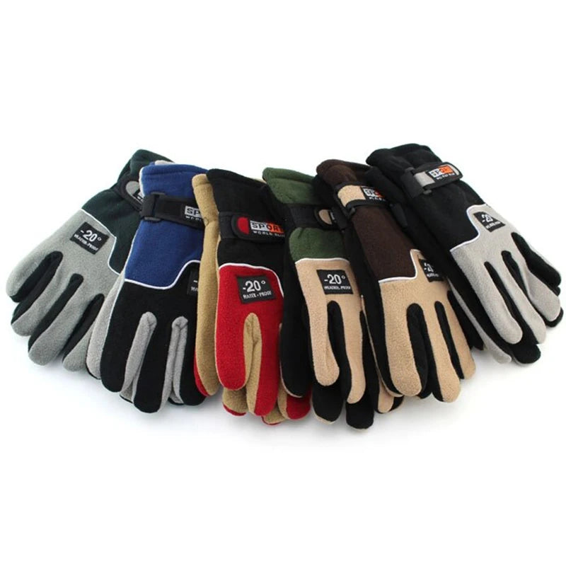 Full-finger outdoor gloves displayed in several colors