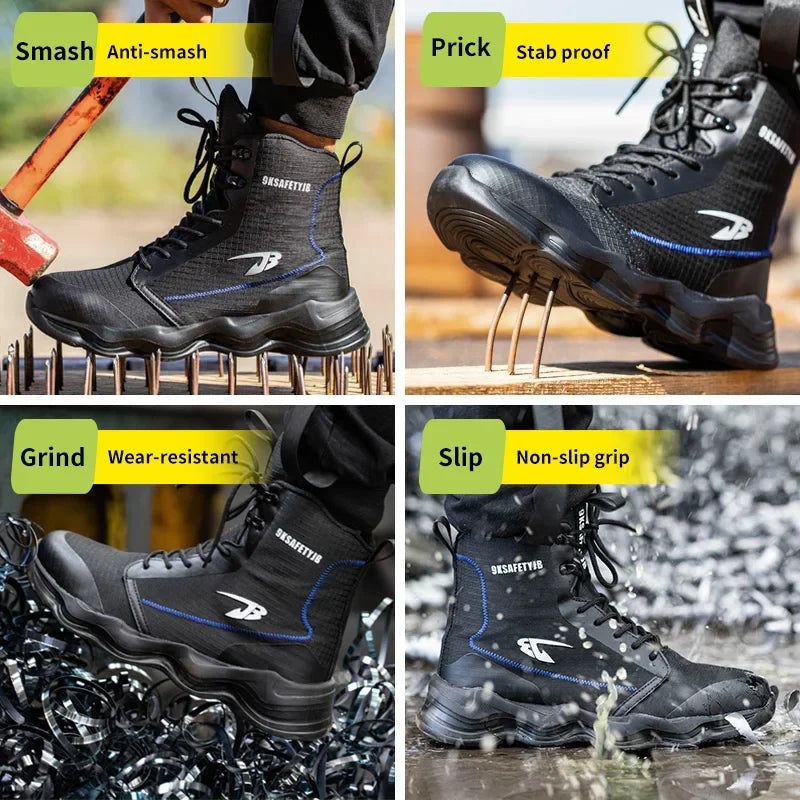 High Top Steel Toe Work Boots