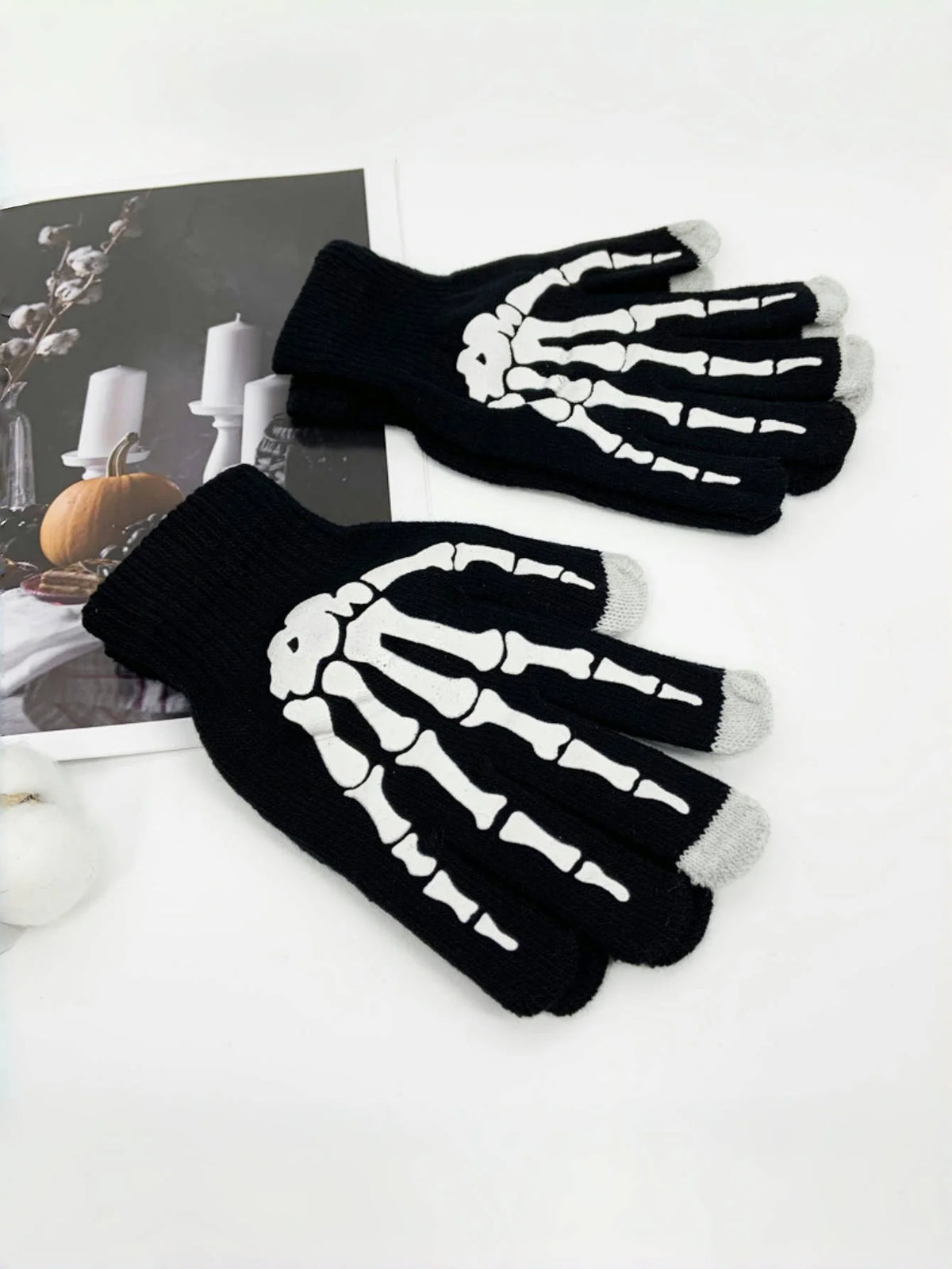 Men's Skull Pattern Knit Gloves