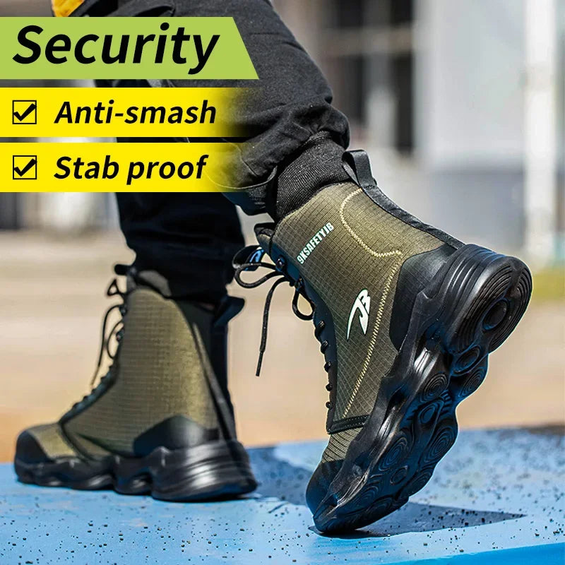 High Top Steel Toe Work Boots